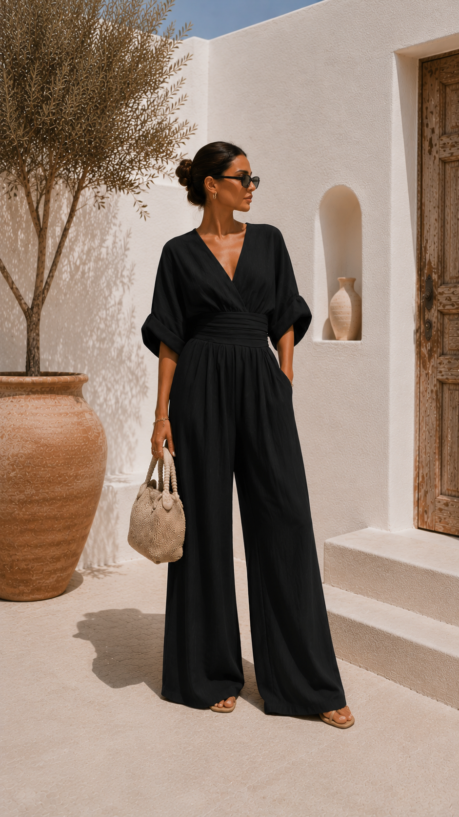 Valeria Valmont — Mono Chiffon Escote en V | Colección Marbella