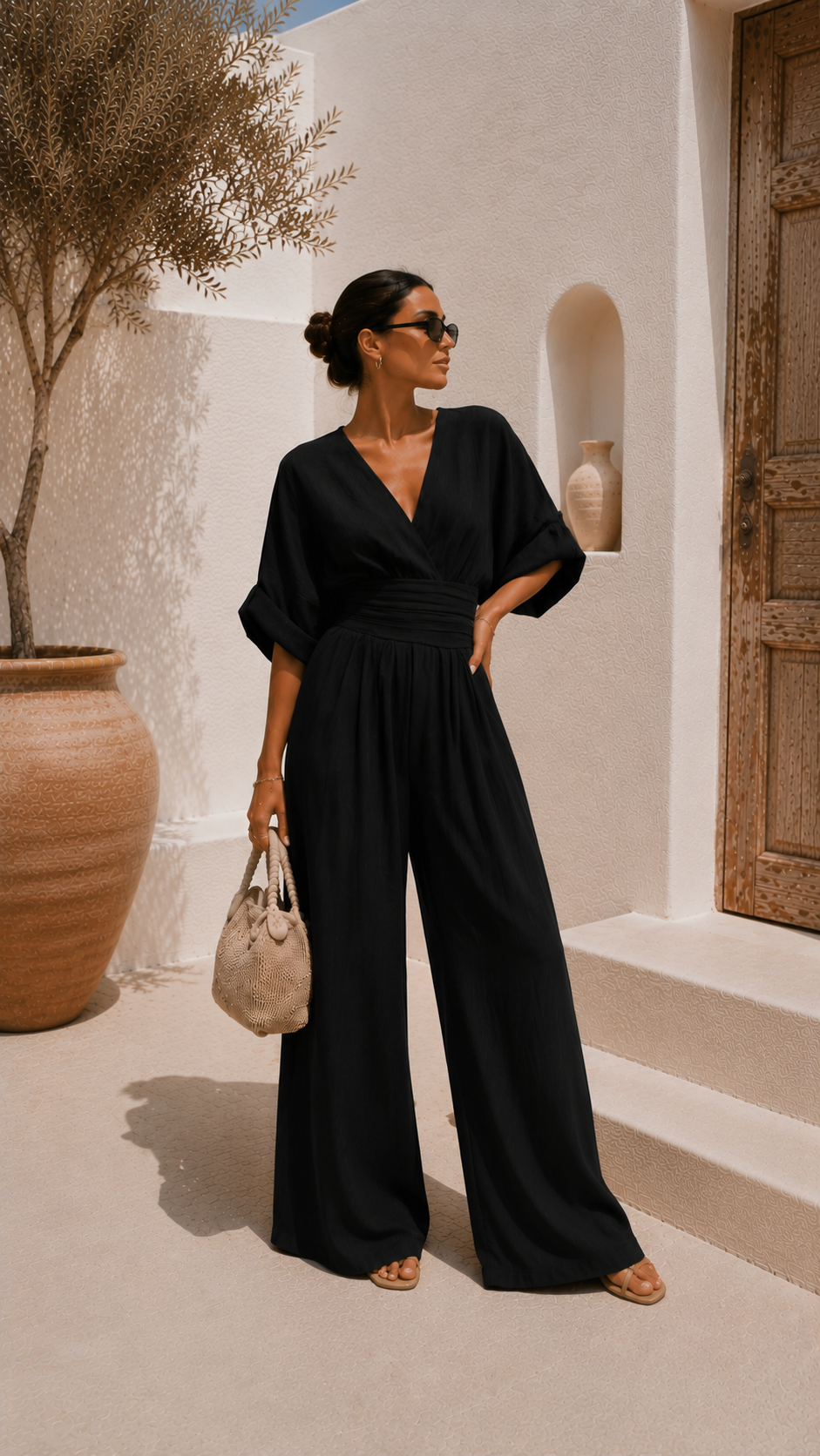 Valeria Valmont — Mono Chiffon Escote en V | Colección Marbella