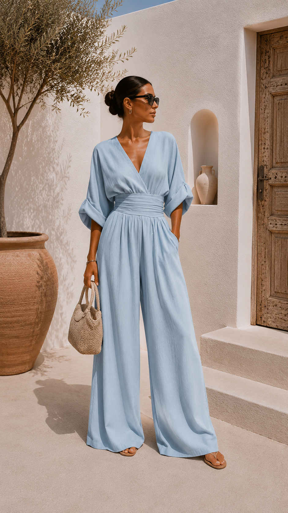 Valeria Valmont — Mono Chiffon Escote en V | Colección Marbella