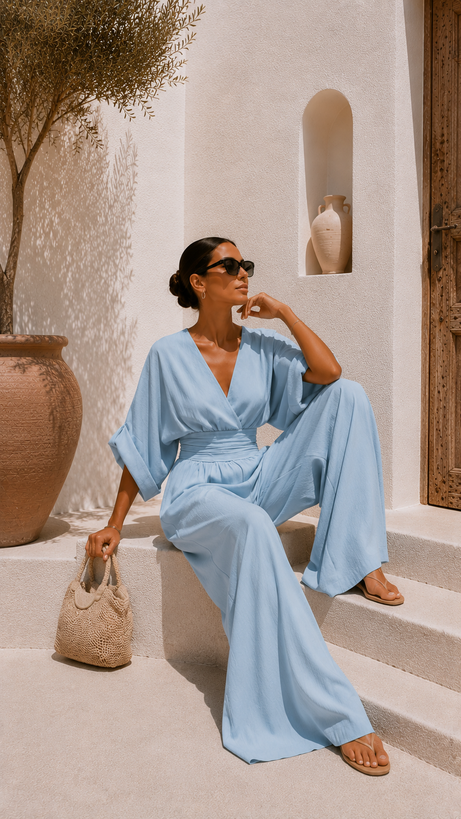 Valeria Valmont — Mono Chiffon Escote en V | Colección Marbella