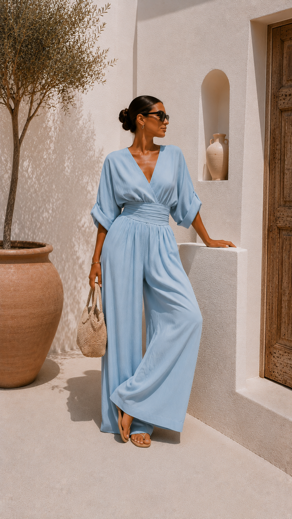 Valeria Valmont — Mono Chiffon Escote en V | Colección Marbella