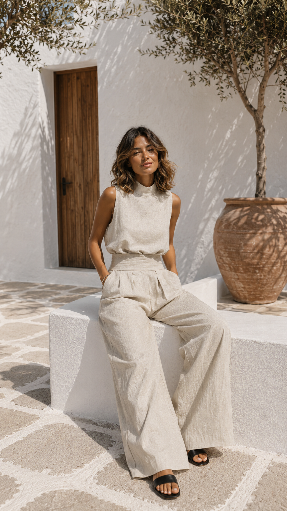Antonella Valmont — Conjunto Top Sin Mangas & Pantalón Ancho | Marbella