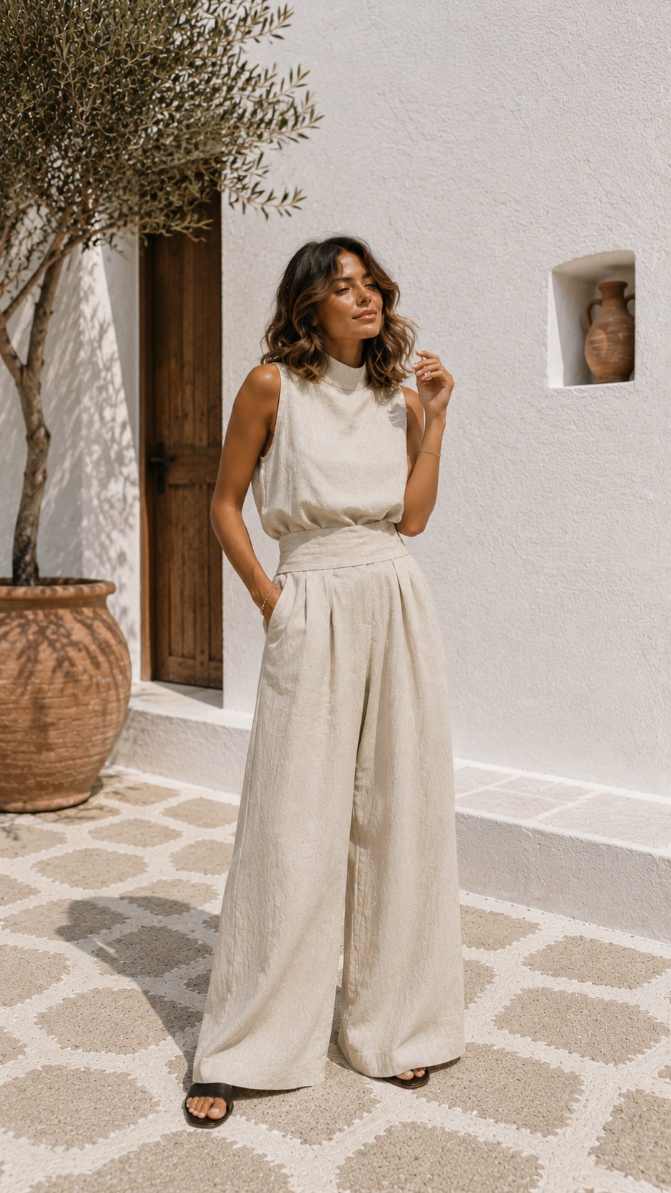 Antonella Valmont — Conjunto Top Sin Mangas & Pantalón Ancho | Marbella