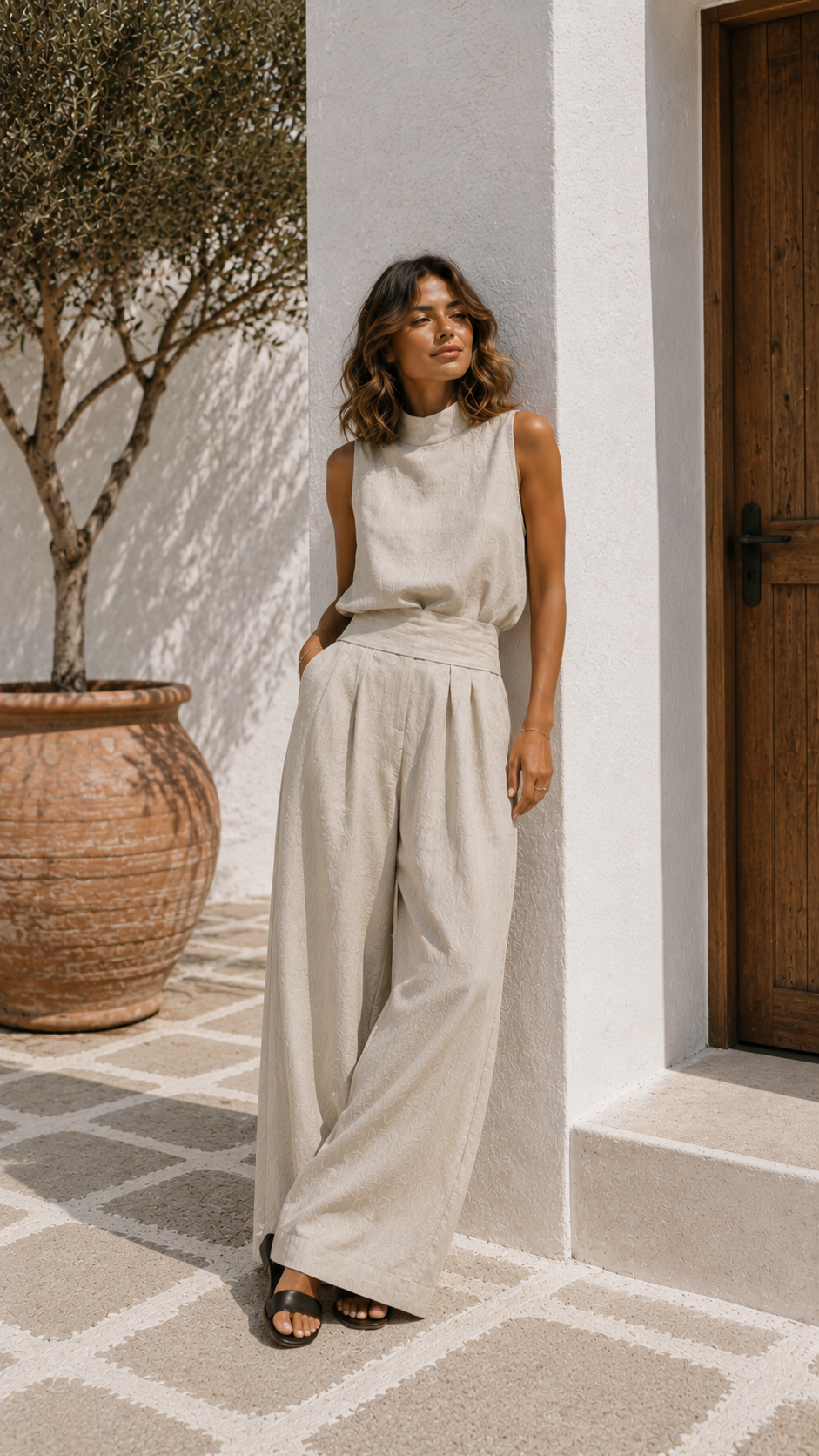 Antonella Valmont — Conjunto Top Sin Mangas & Pantalón Ancho | Marbella