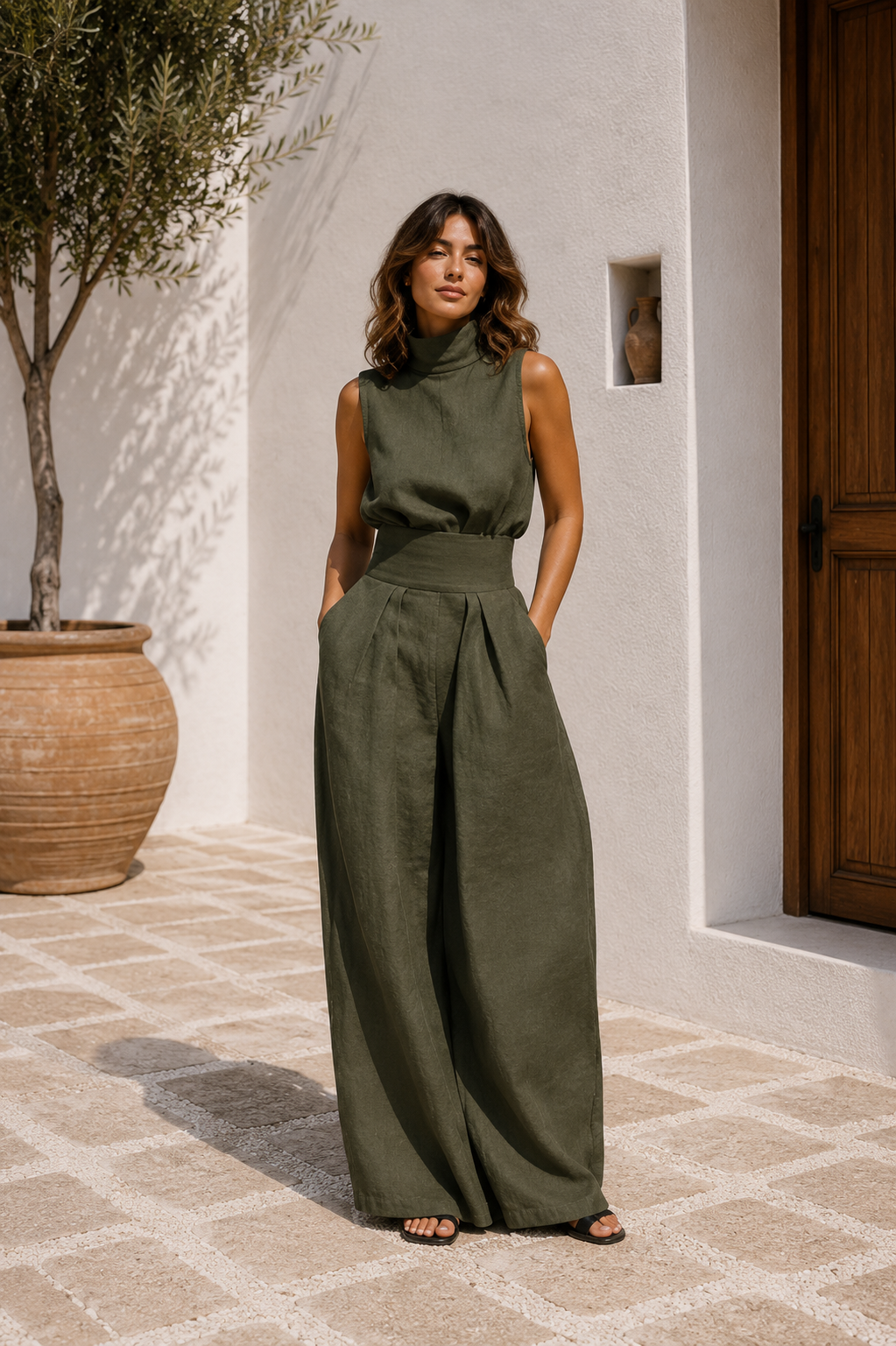 Antonella Valmont — Conjunto Top Sin Mangas & Pantalón Ancho | Marbella