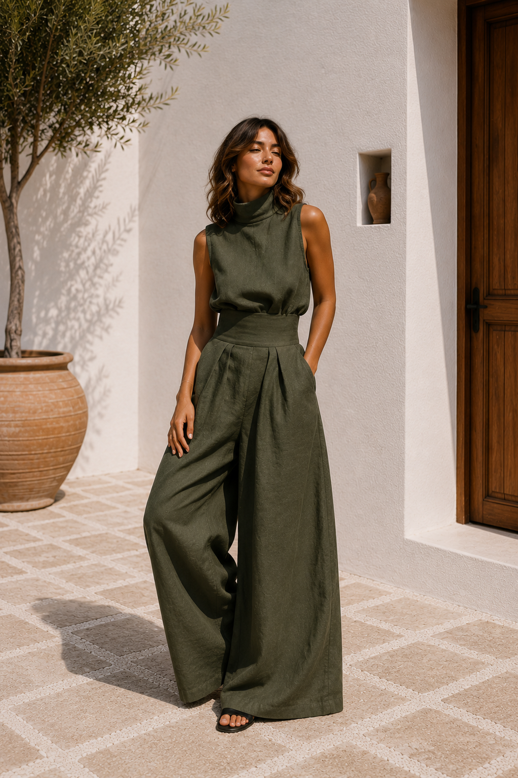 Antonella Valmont — Conjunto Top Sin Mangas & Pantalón Ancho | Marbella
