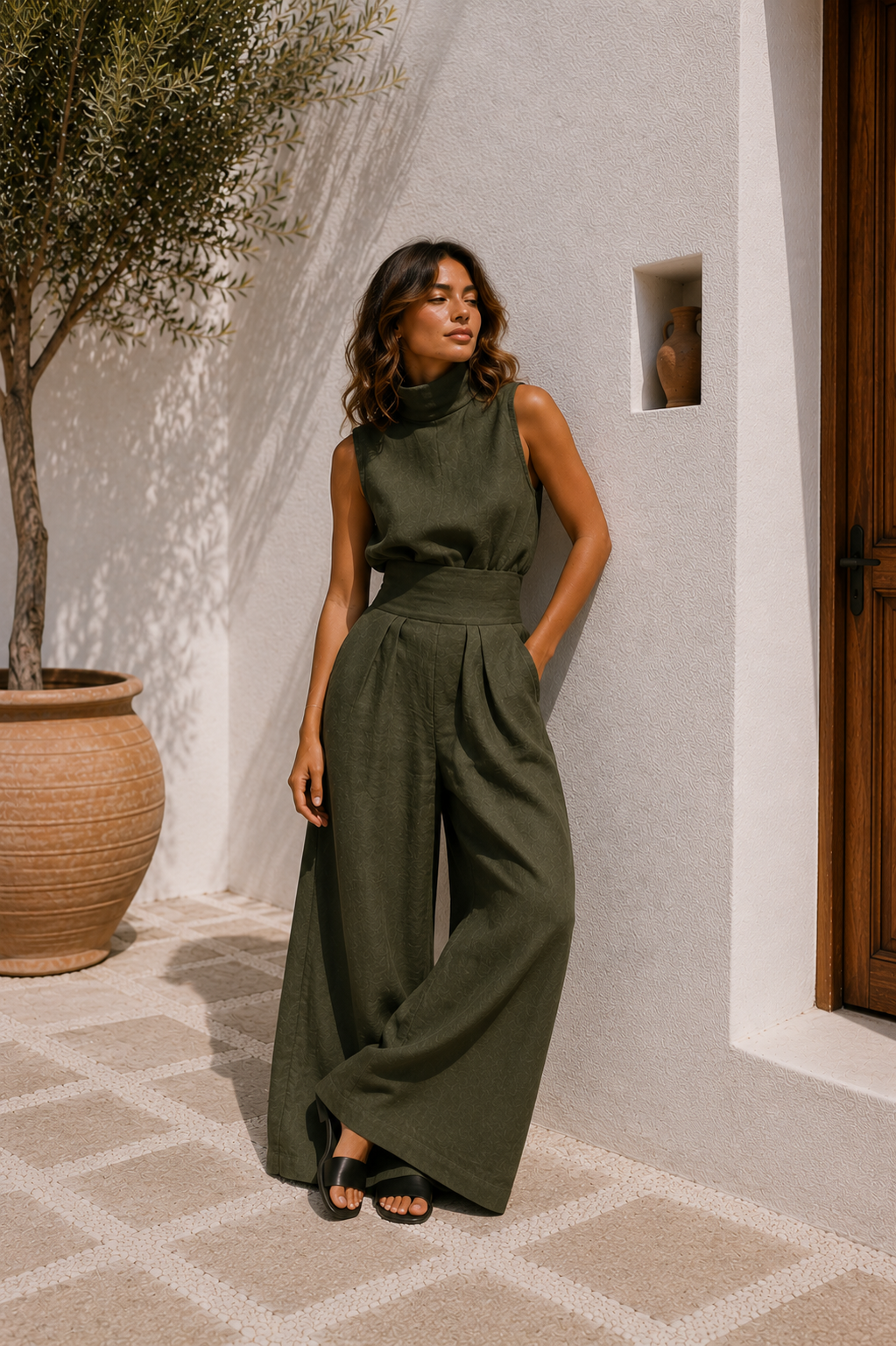 Antonella Valmont — Conjunto Top Sin Mangas & Pantalón Ancho | Marbella