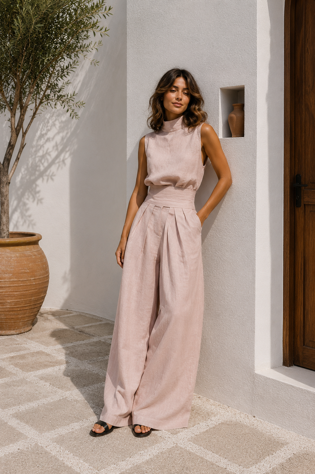 Antonella Valmont — Conjunto Top Sin Mangas & Pantalón Ancho | Marbella