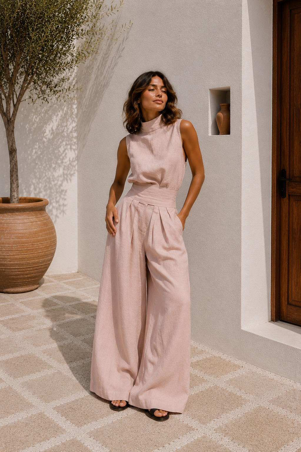 Antonella Valmont — Conjunto Top Sin Mangas & Pantalón Ancho | Marbella