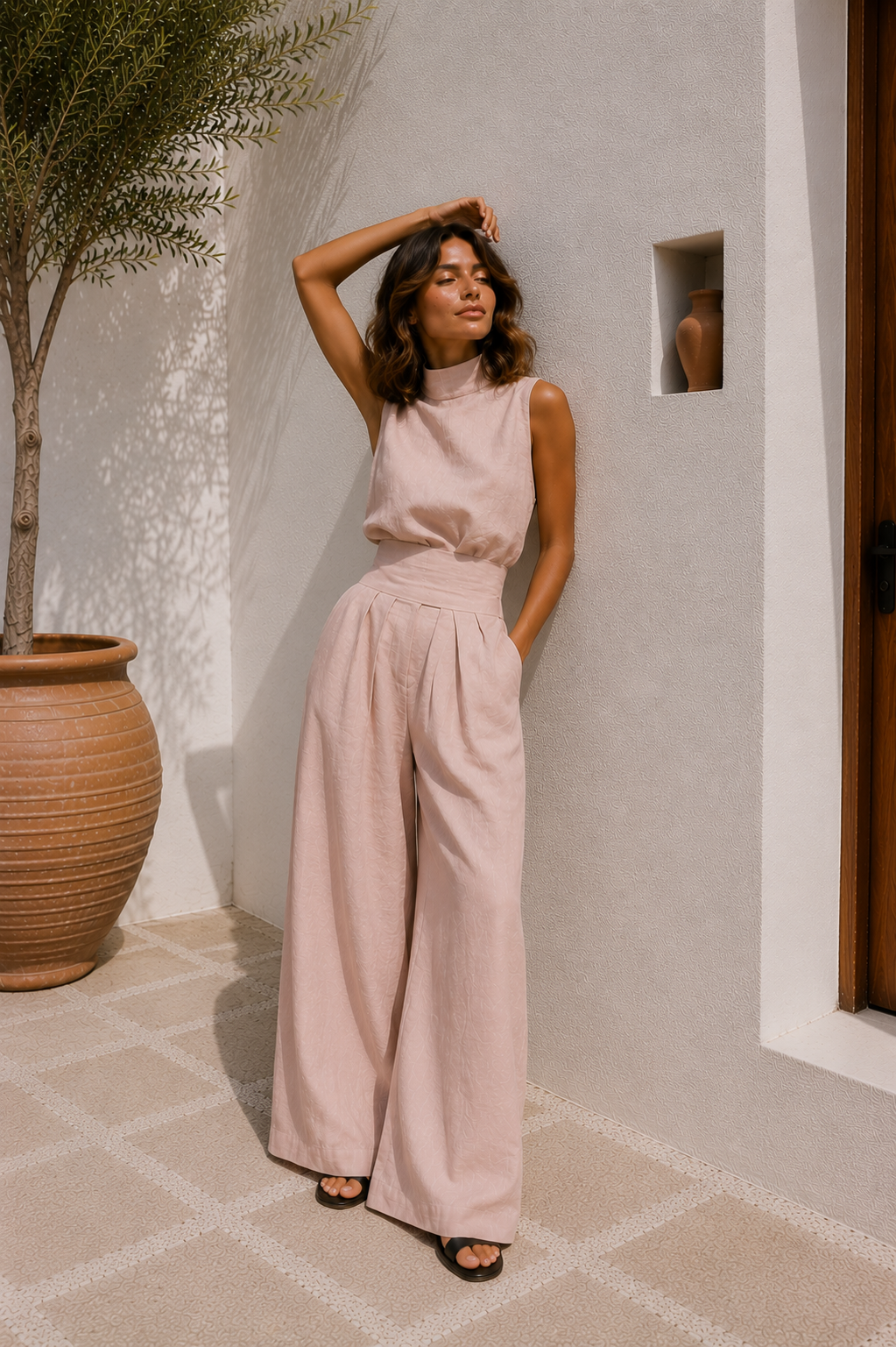 Antonella Valmont — Conjunto Top Sin Mangas & Pantalón Ancho | Marbella