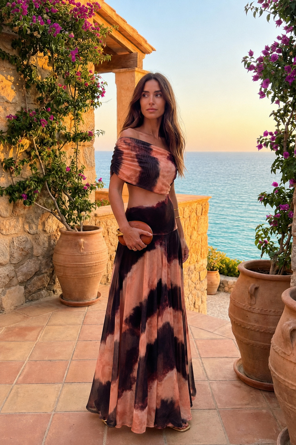 Toledo Naranja Valmont — Vestido Estampado Naranja & Marrón | Sevilla
