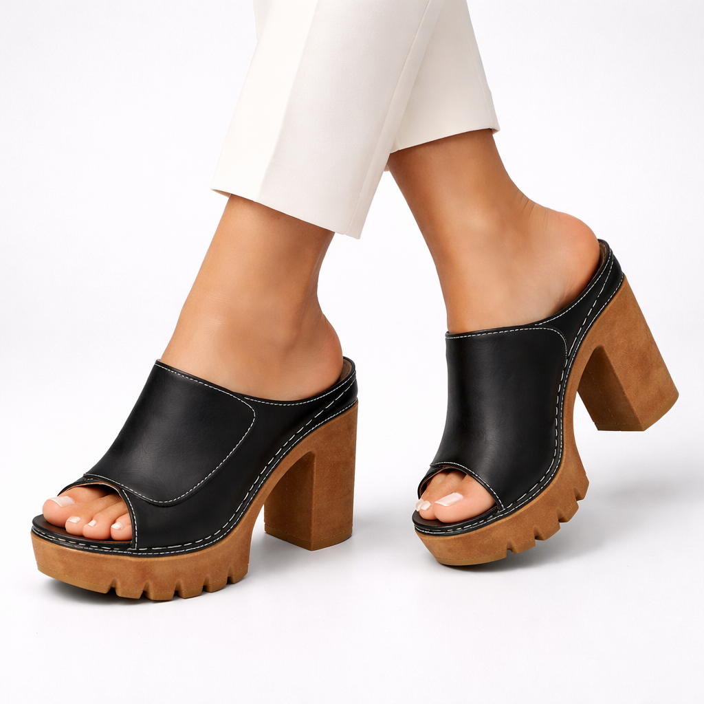 Sandalia Mizella Valmont — Cuña Cuero Femenina Premium | Marrón, Negro, Beige, Blanco y Rojo