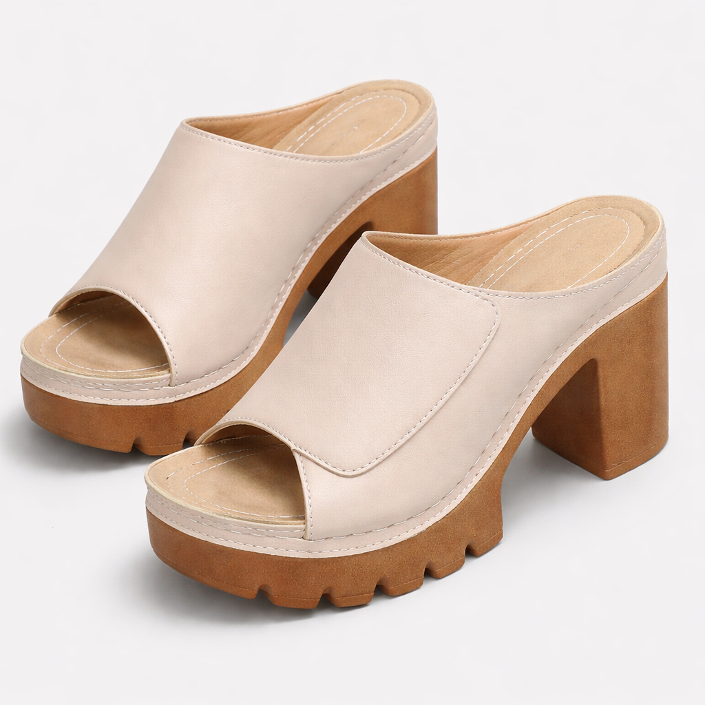 Sandalia Mizella Valmont — Cuña Cuero Femenina Premium | Marrón, Negro, Beige, Blanco y Rojo