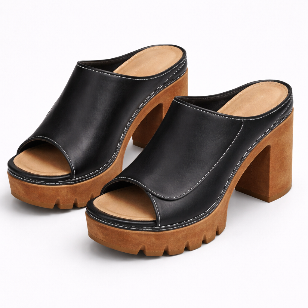 Sandalia Mizella Valmont — Cuña Cuero Femenina Premium | Marrón, Negro, Beige, Blanco y Rojo