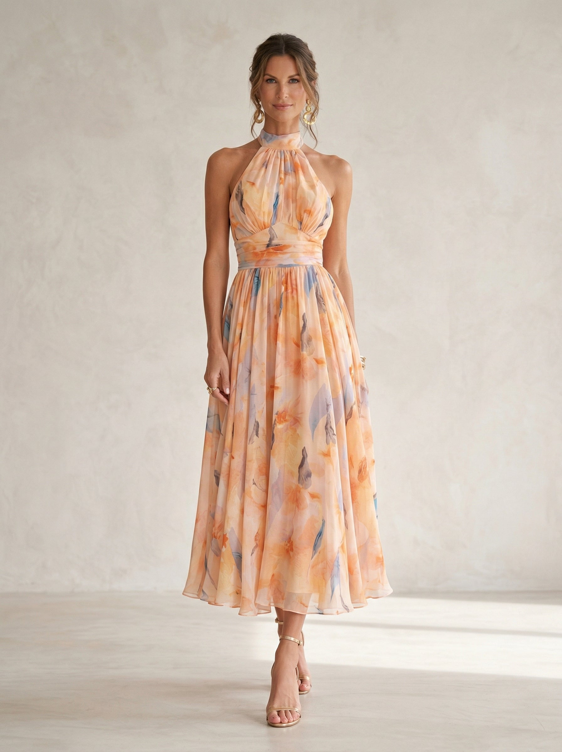 Esther Valmont — Vestido Cuello Halter Estampado Acuarela | Sevilla