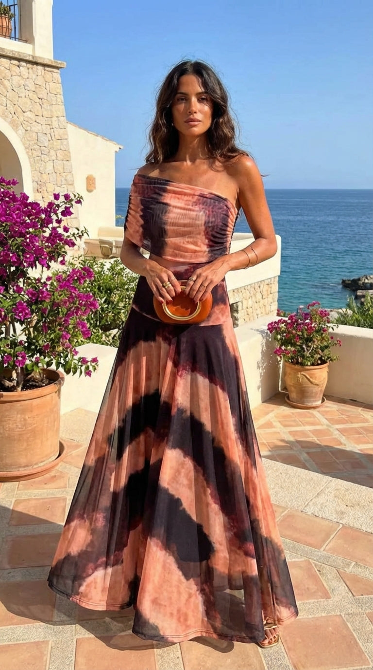 Toledo Naranja Valmont — Vestido Estampado Naranja & Marrón | Sevilla