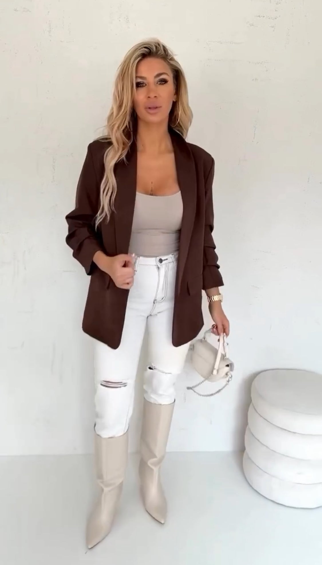 Zoe Luxe Valmont — Blazer Oversize con Manga Drapeada | Urban Couture
