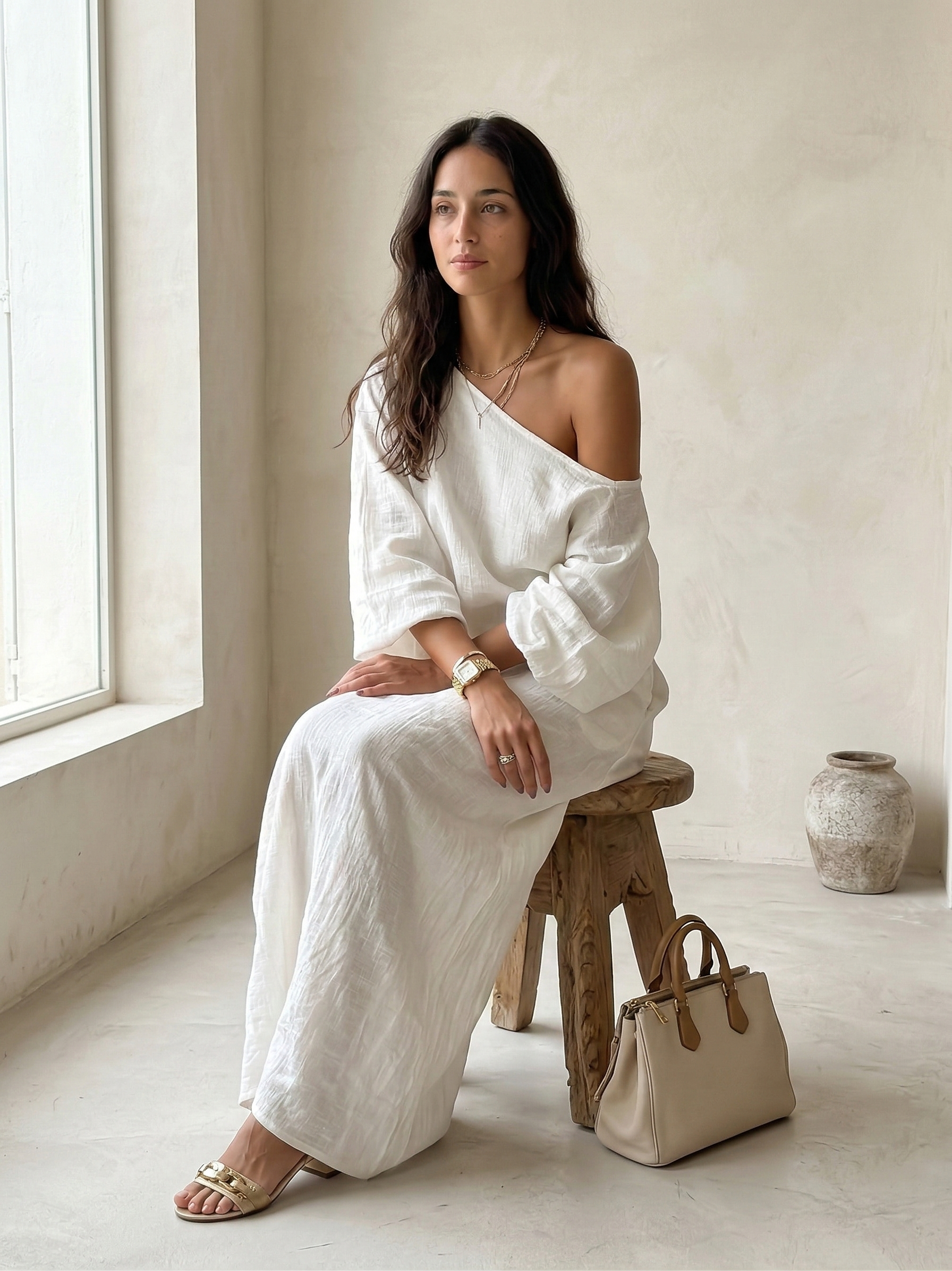Candela Valmont — Vestido Largo de Lino | Colección Marbella 2026