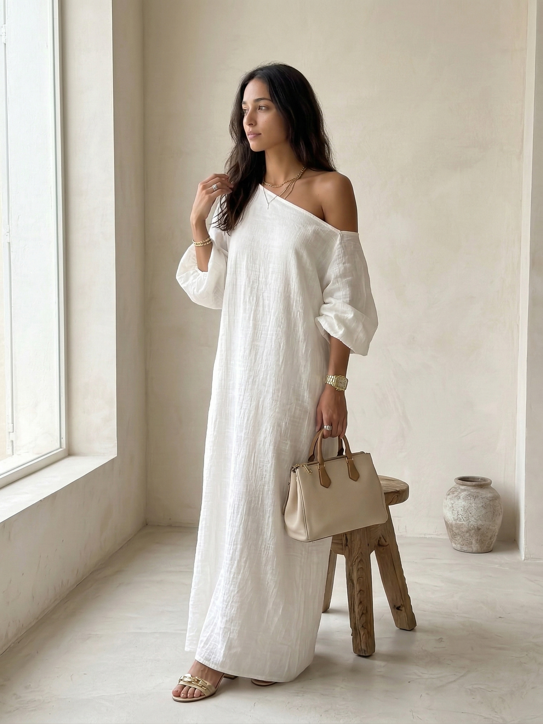 Candela Valmont — Vestido Largo de Lino | Colección Marbella 2026