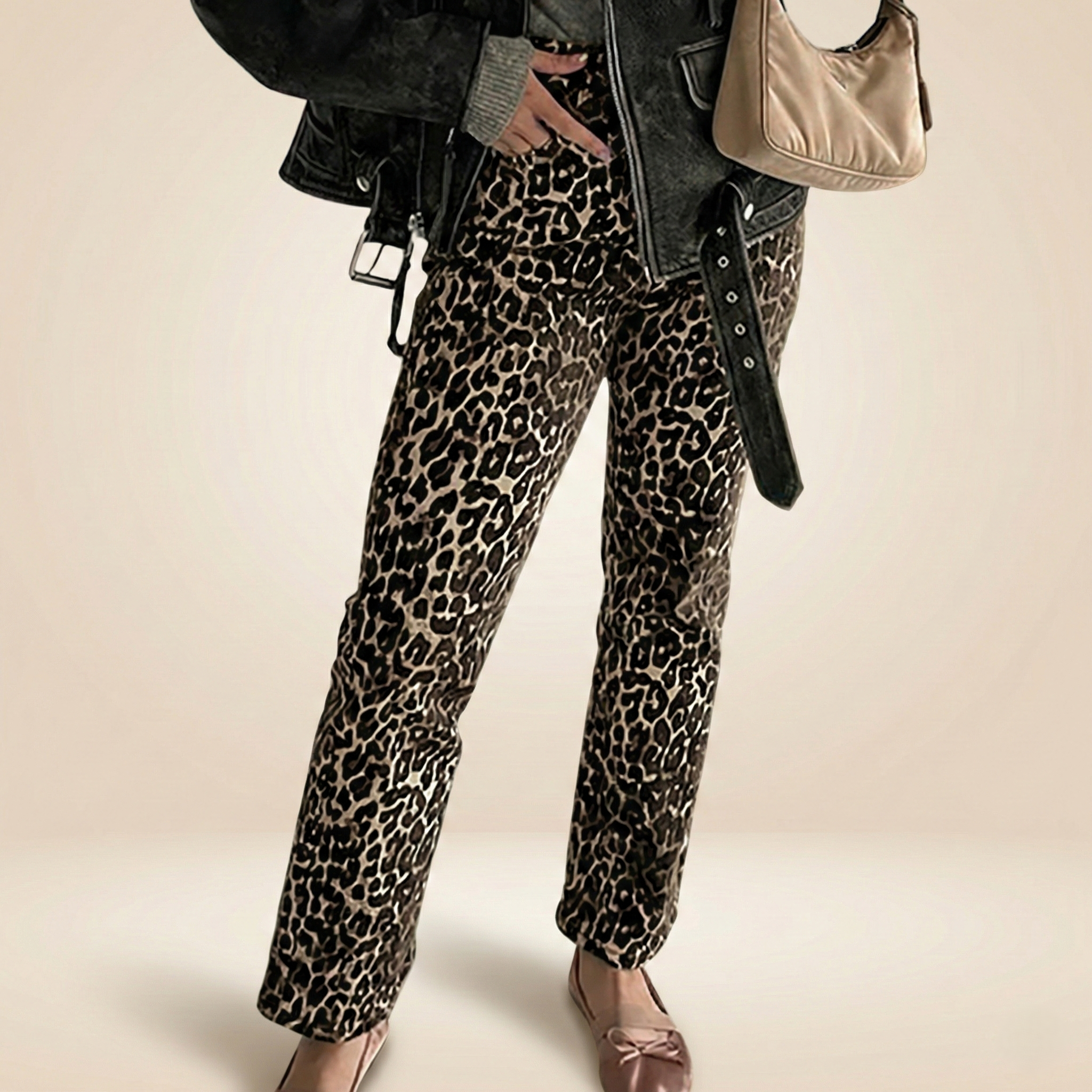 Jungle Valmont — Pantalón Recto Cintura Alta Leopardo | Femme Féline