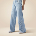 Papillon Valmont — Vaquero Recto Mariposas Bordadas | Denim Artístico
