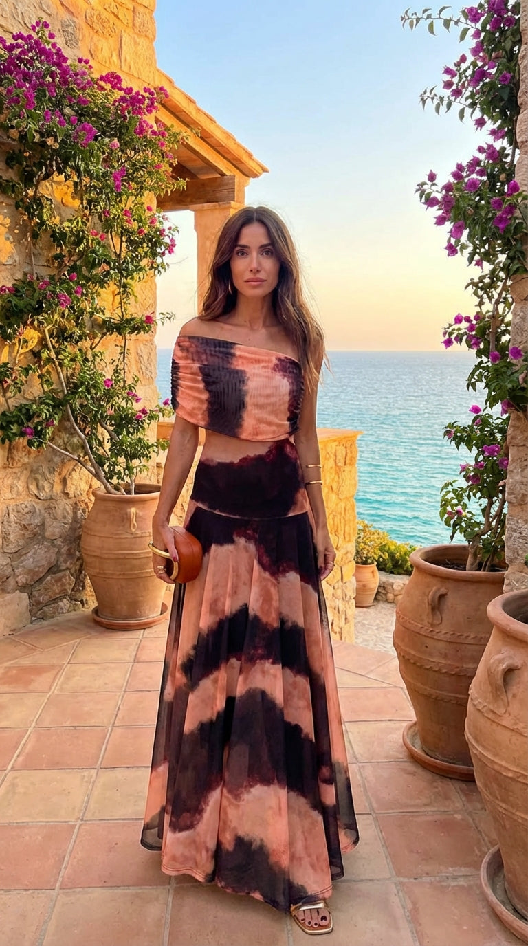 Toledo Naranja Valmont — Vestido Estampado Naranja & Marrón | Sevilla