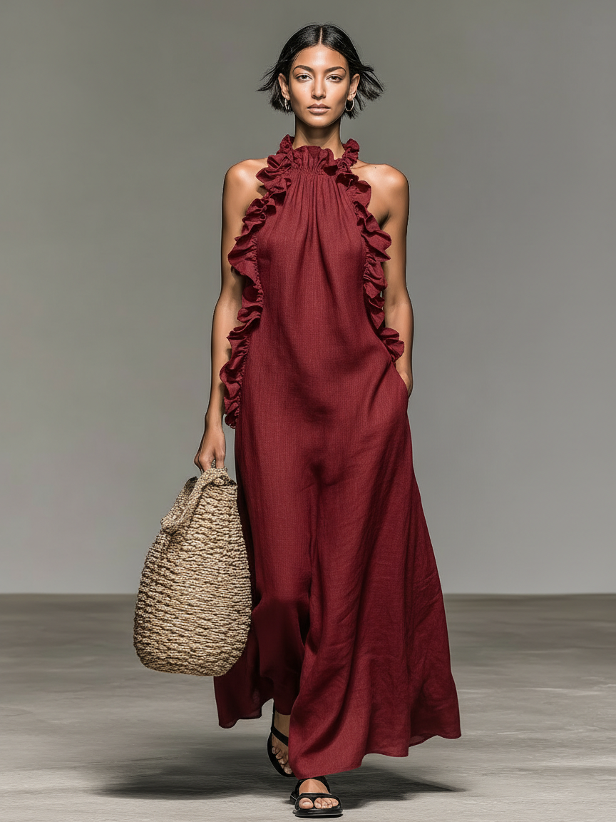 Gladys | Vestido Maxi con Bolsillos - Color Negro