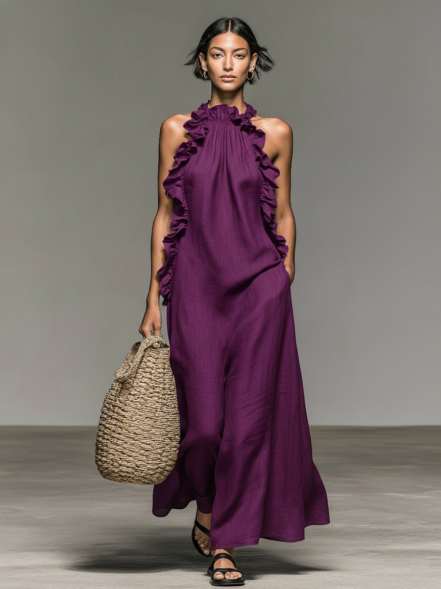 Gladys | Vestido Maxi con Bolsillos - Color Rojo