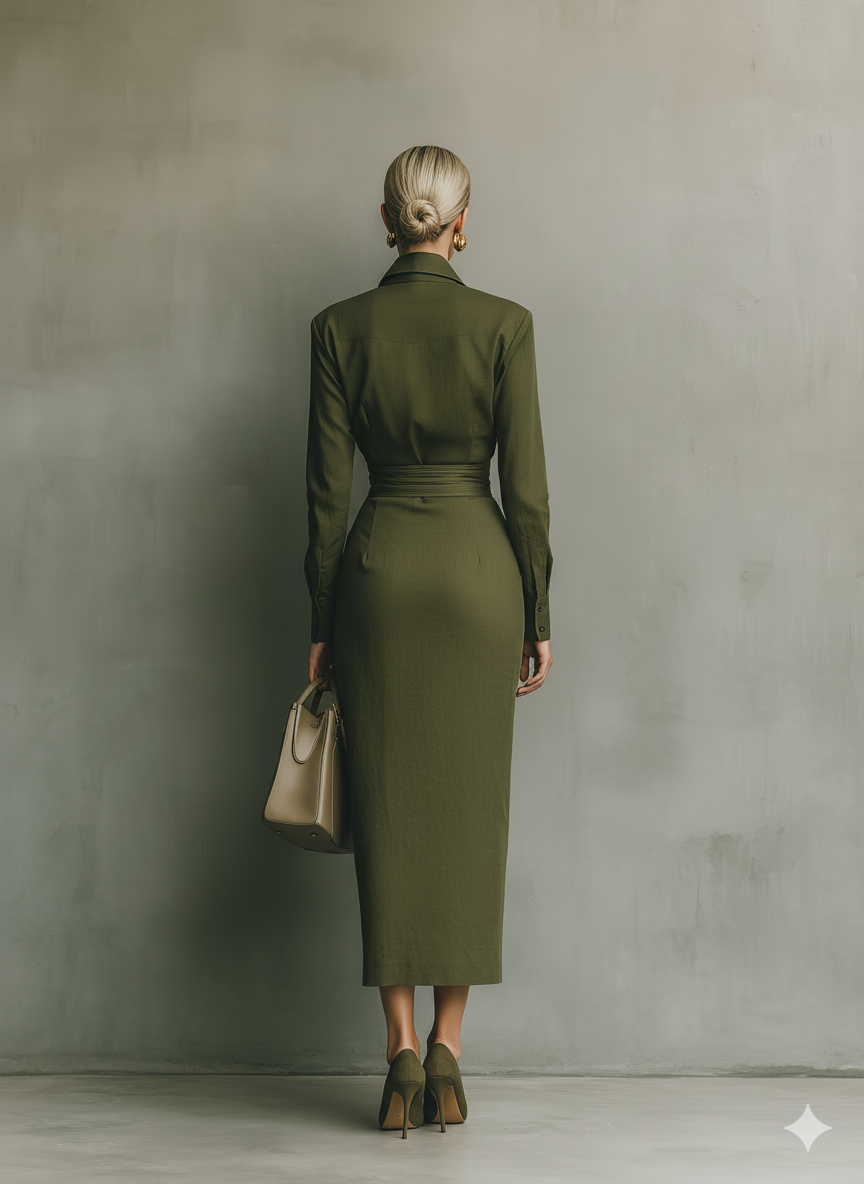 Émeraude Valmont — Vestido Cruzado Satinado Verde | LIQUIDACIÓN