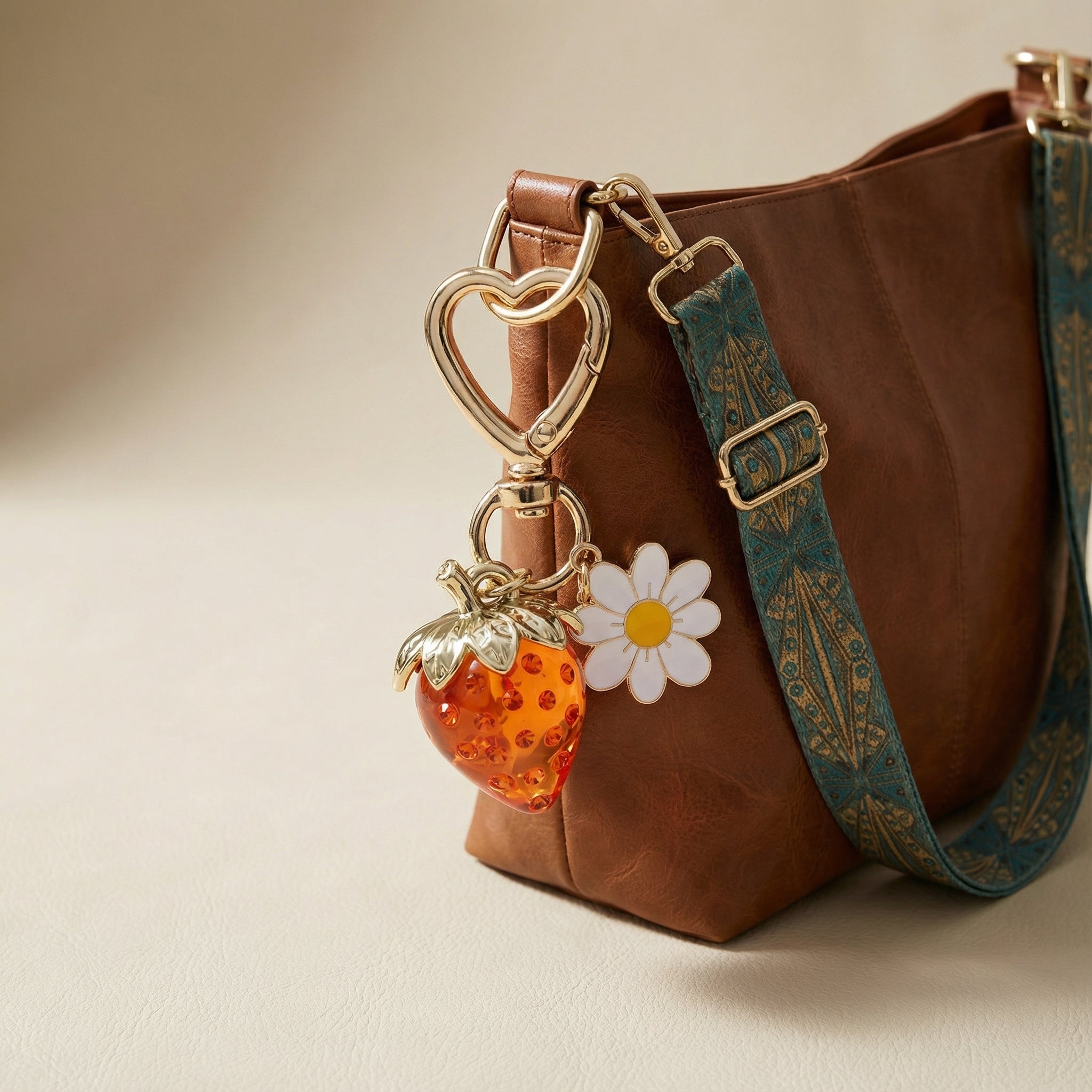 Daisy Strawberry Valmont — Charm para Bolso Fresa & Margarita | Accessoire