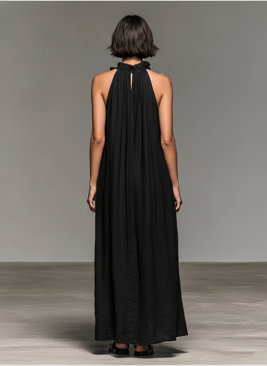 Gladys | Vestido Maxi con Bolsillos - Color Negro