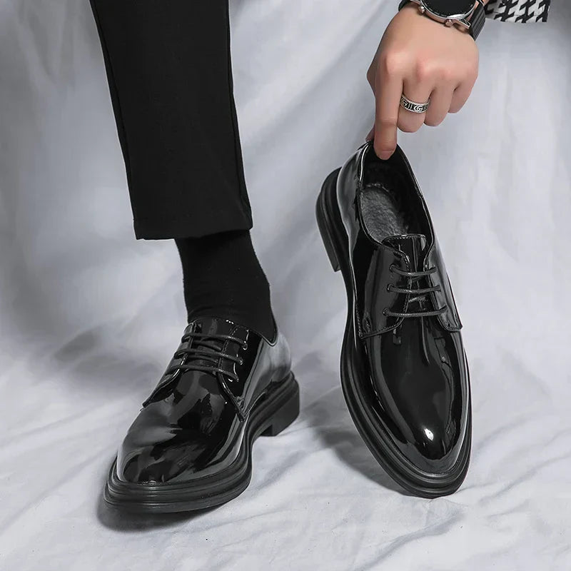Derby Edmond Valmont — Zapato Formal de Charol | Negro Mate y Negro Charol