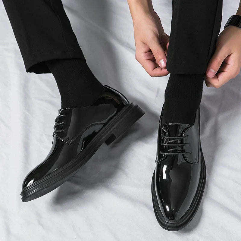 Derby Edmond Valmont — Zapato Formal de Charol | Negro Mate y Negro Charol