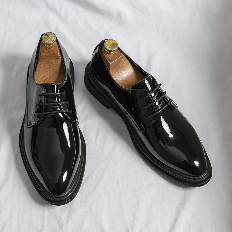 Derby Edmond Valmont — Zapato Formal de Charol | Negro Mate y Negro Charol