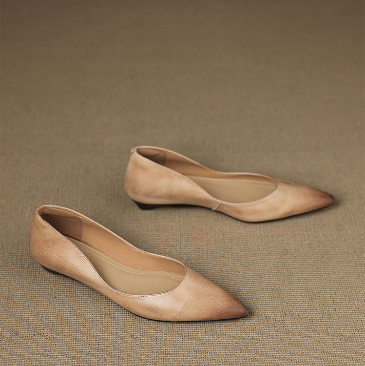 Bailarina Arla Valmont — Piel Premium Punta Fina | Albaricoque, Marrón y Negro