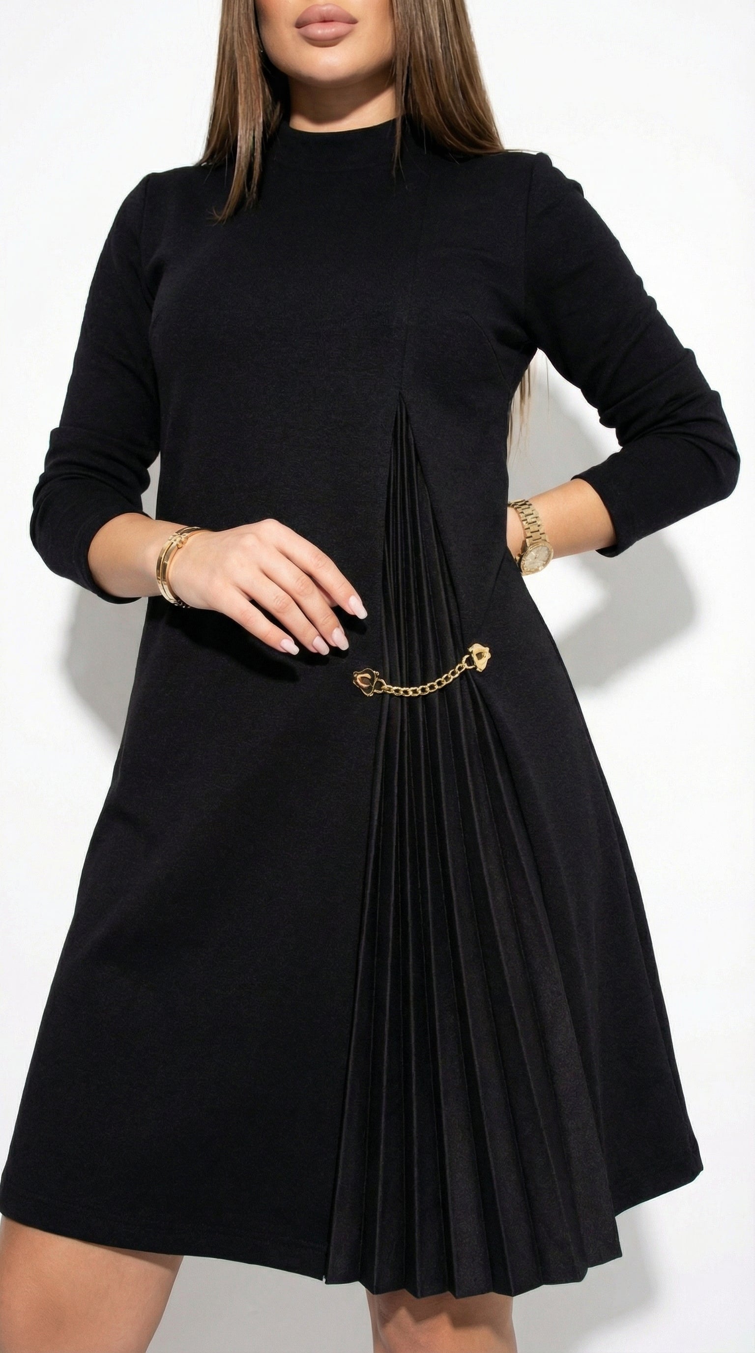 Lara Valmont — Vestido Midi de Punto con Detalle Plisado | Nueva Colección