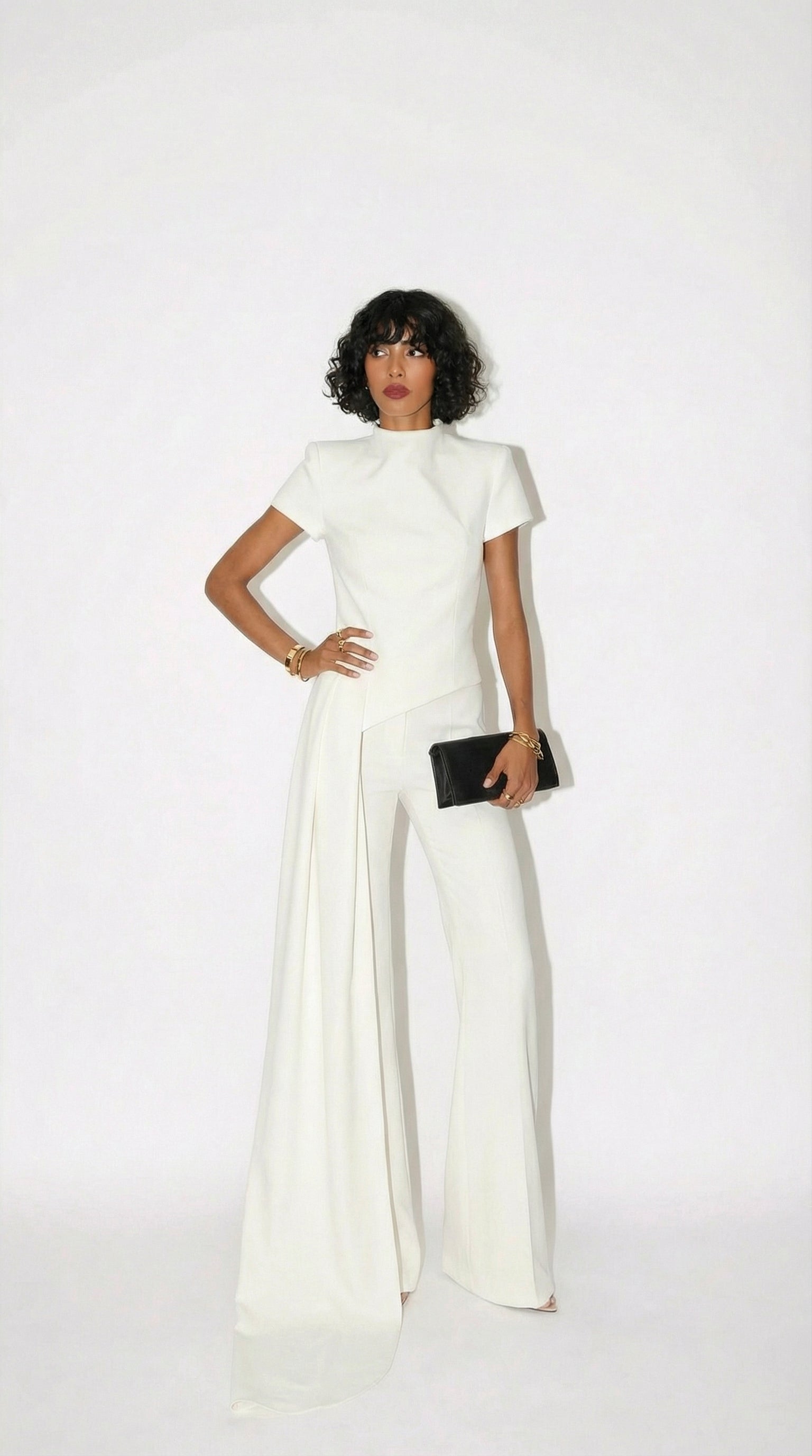 London Asymm Valmont — Conjunto Top Asimétrico & Palazzo | Silueta Minimalista