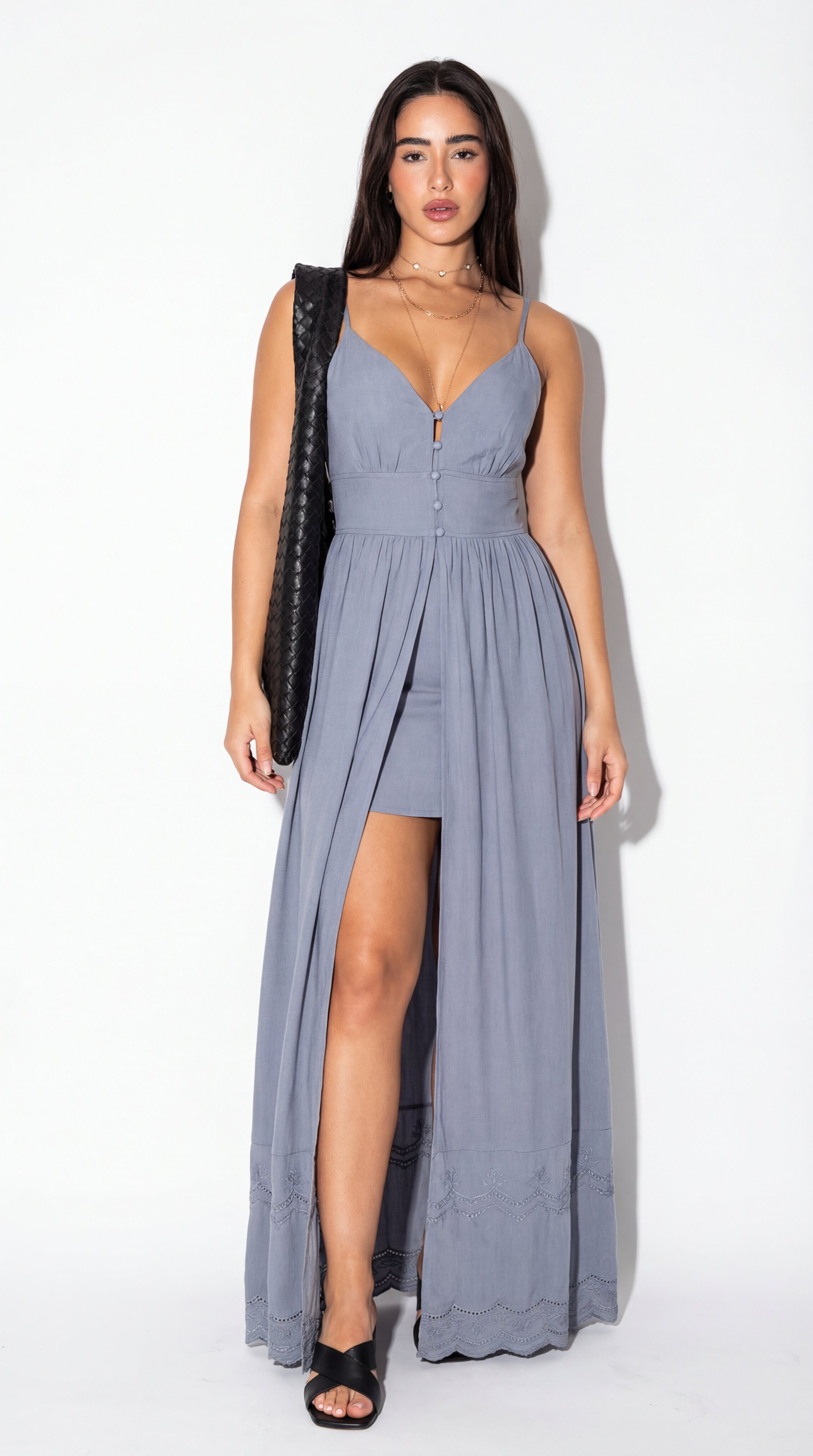 Desy Couture Valmont — Mono con Tirantes & Capa Maxi Asimétrica | Couture