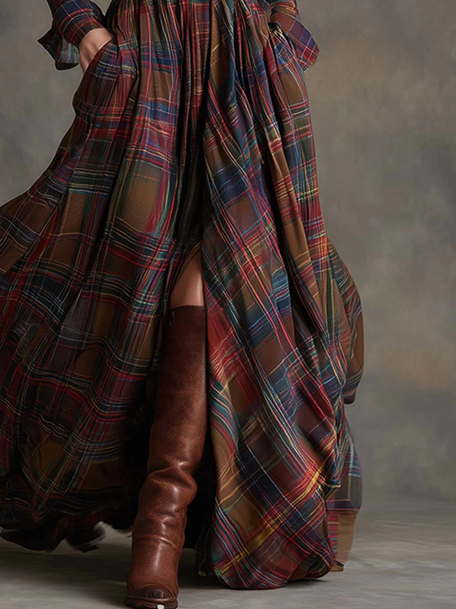 Carreaux Valmont — Vestido Largo de Cuadros | Elegancia Atemporal