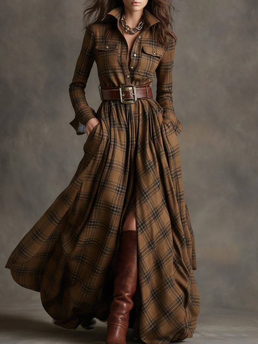 Carreaux Valmont — Vestido Largo de Cuadros | Elegancia Atemporal