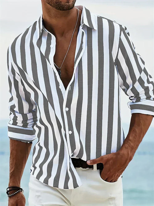 Camisa Florian Valmont — Rayas de Verano | Rosa, Negro, Gris, Azul, Rojo y Gris Oscuro