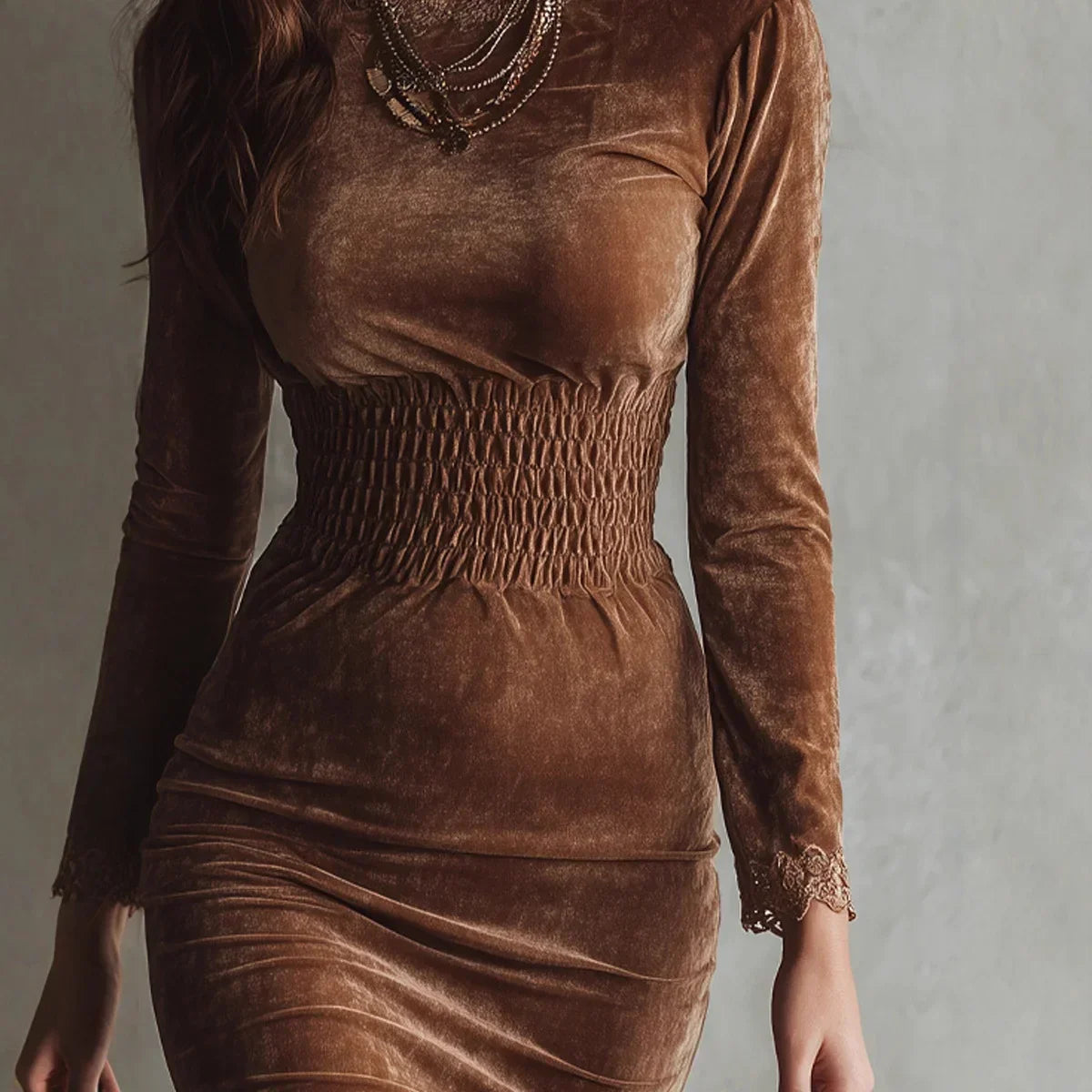 Rosalie Valmont — Vestido de Terciopelo Cintura Fruncida | Romanticismo Oscuro