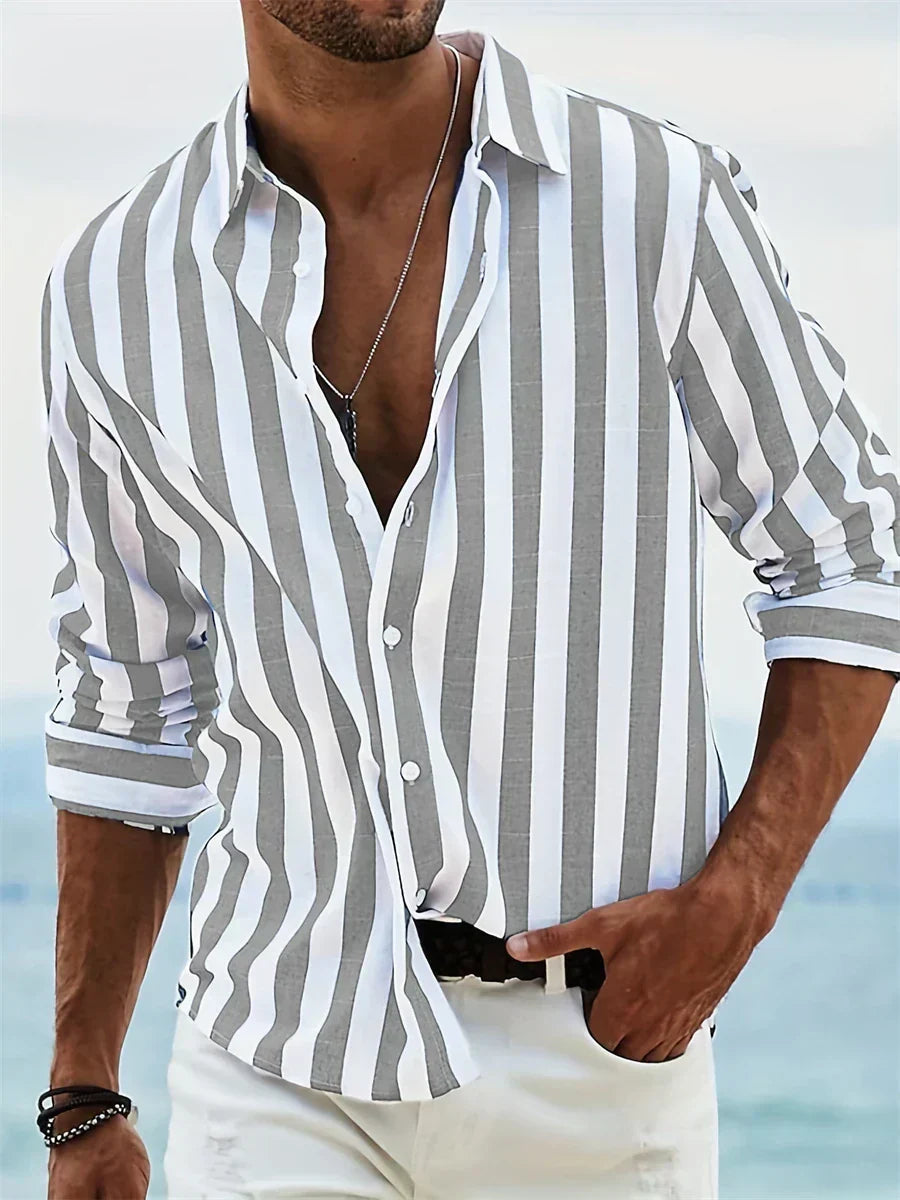 Camisa Florian Valmont — Rayas de Verano | Rosa, Negro, Gris, Azul, Rojo y Gris Oscuro