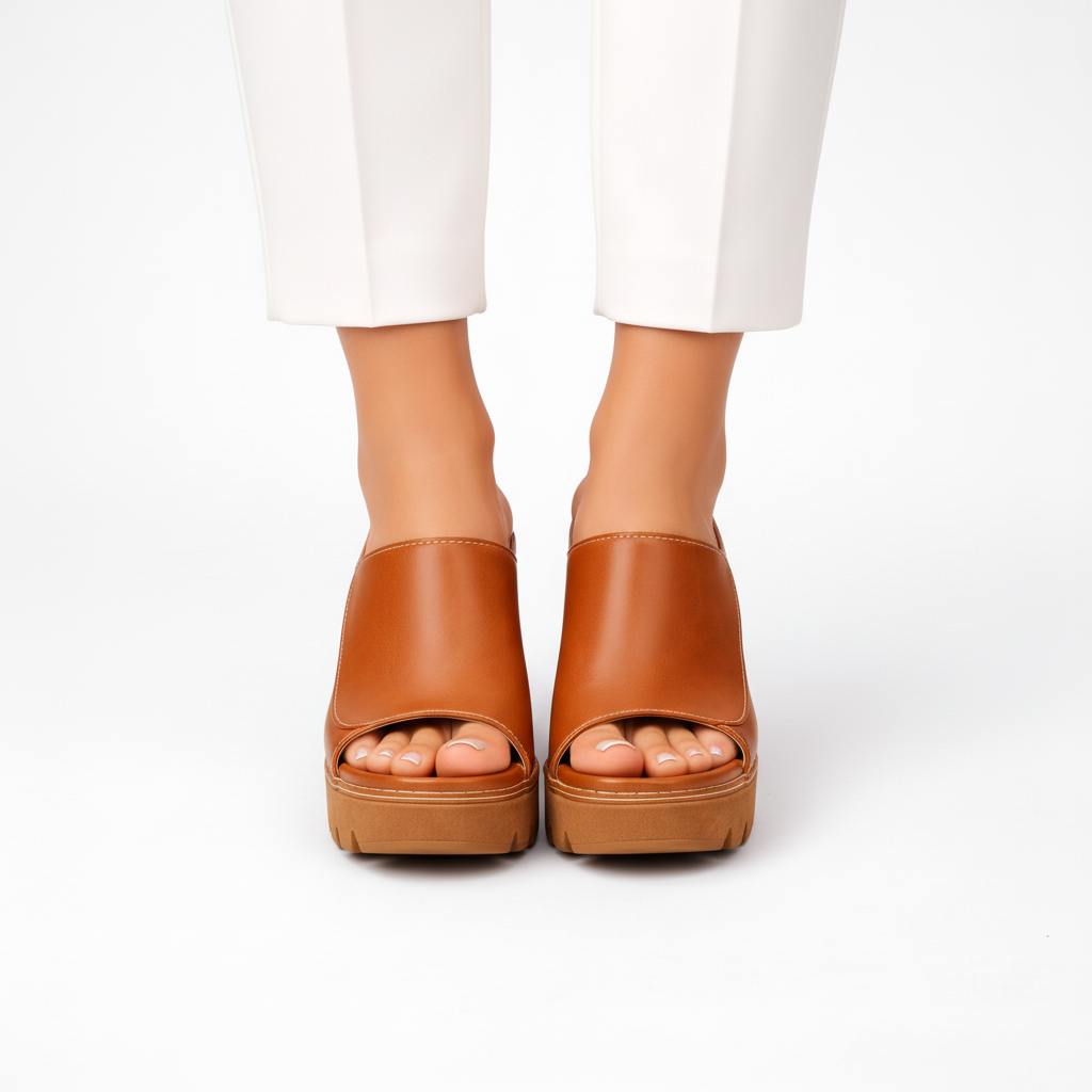 Sandalia Mizella Valmont — Cuña Cuero Femenina Premium | Marrón, Negro, Beige, Blanco y Rojo