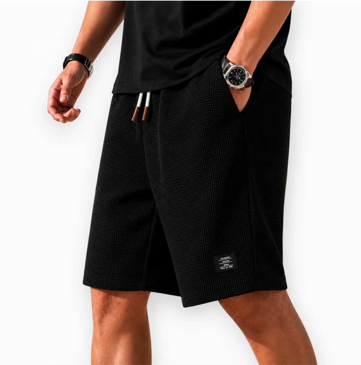 Bermudas Riviera Waffle - Color Negro