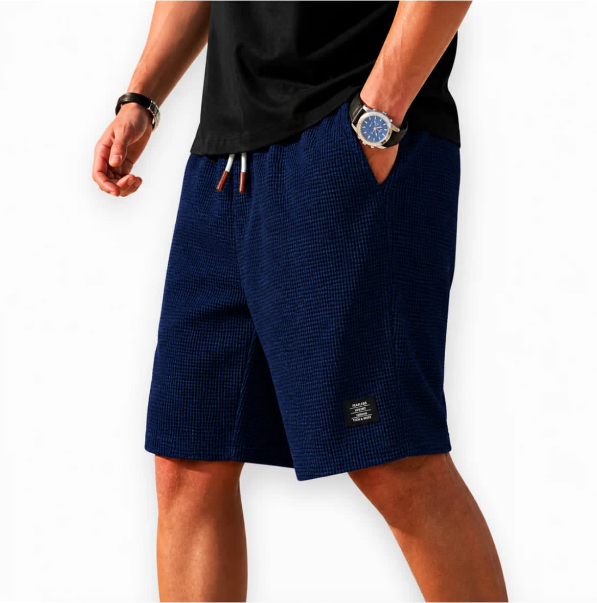 Bermudas Riviera Waffle - Color Azul Marino