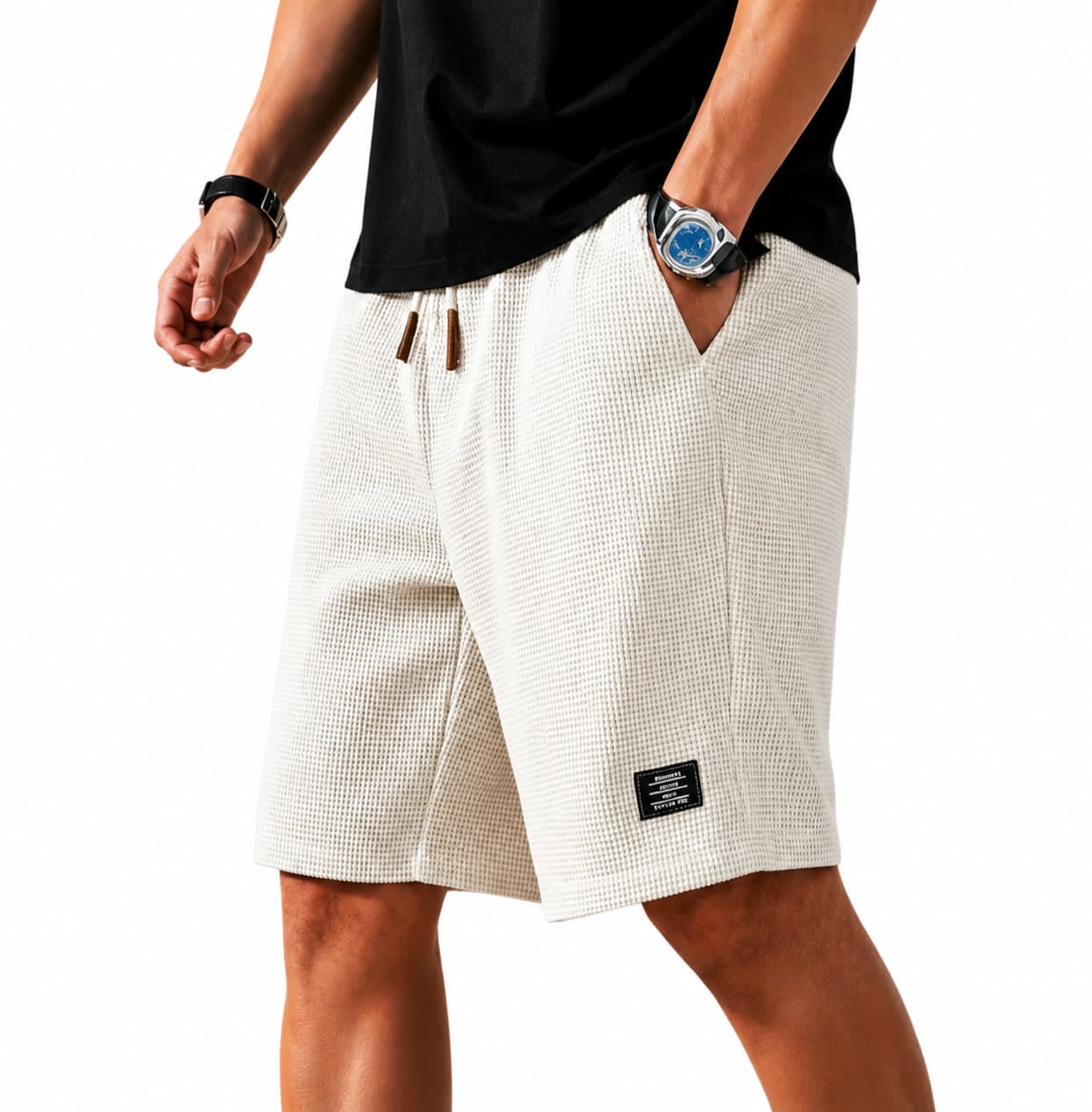 Bermudas Riviera Waffle - Color Blanco