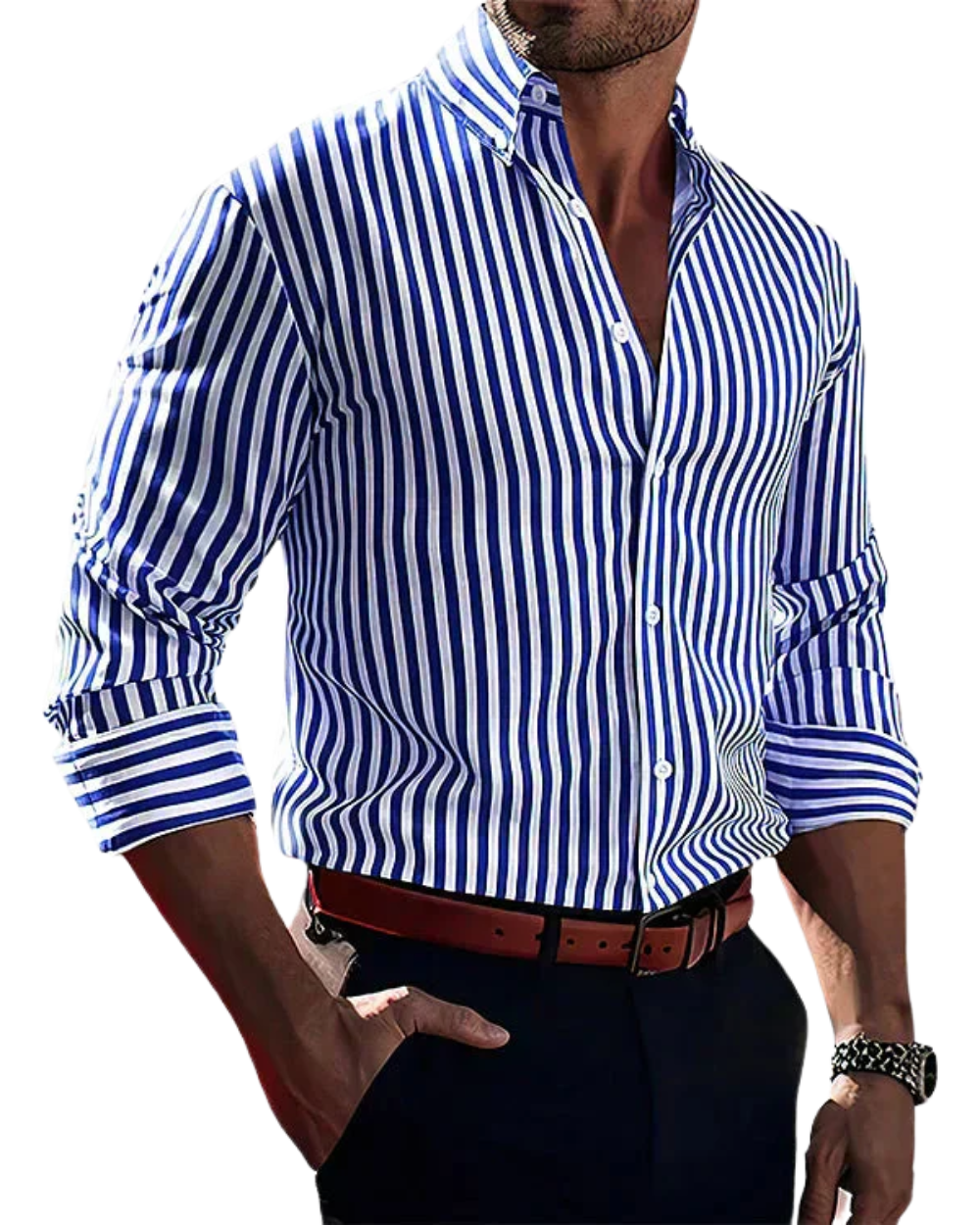 Camisa Rayé Valmont — Distinción sin esfuerzo | Azul