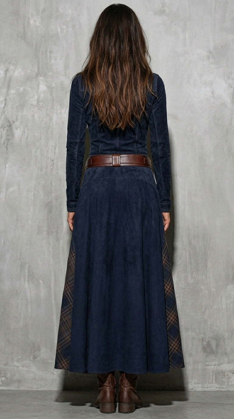 Elisa Valmont — Vestido Maxi de Ante con Cinturón | Naturaleza Chic