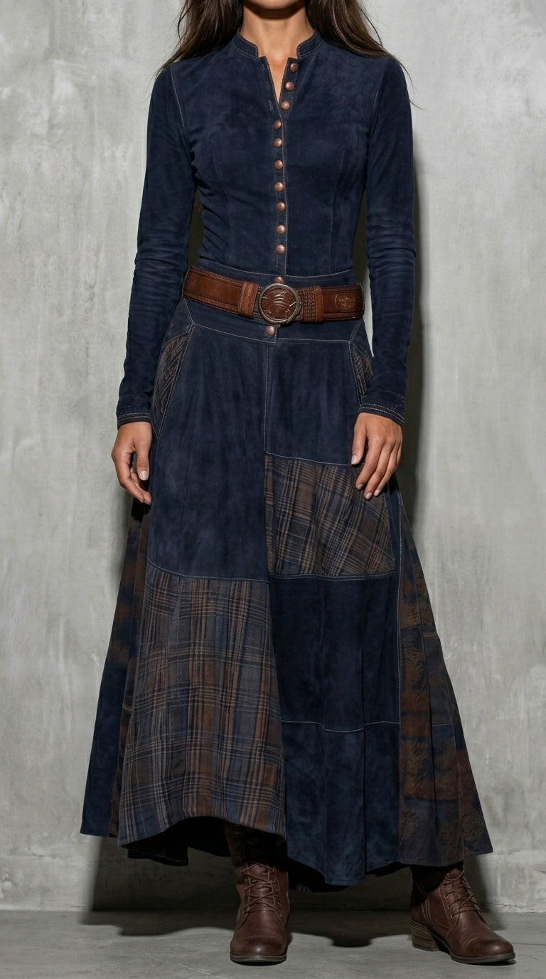 Elisa Valmont — Vestido Maxi de Ante con Cinturón | Naturaleza Chic